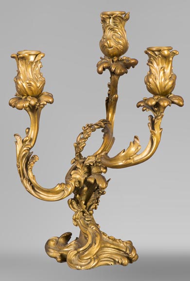 Pair of Regency style gilded bronze candelabra-1