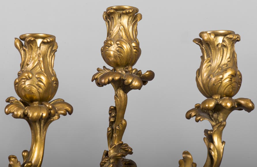 Pair of Regency style gilded bronze candelabra-2