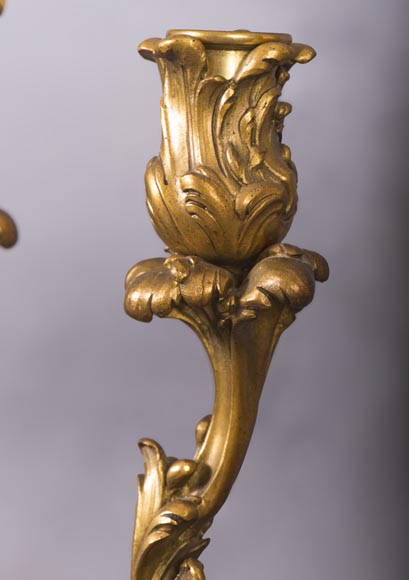 Pair of Regency style gilded bronze candelabra-5