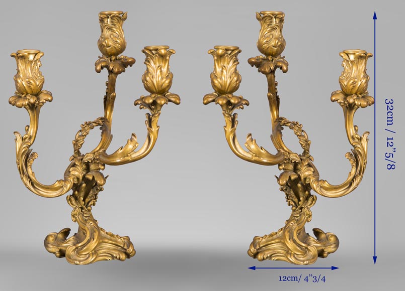 Pair of Regency style gilded bronze candelabra-7