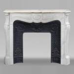  Louis XV style fireplace, Pompadour model, in semi-statuary marble