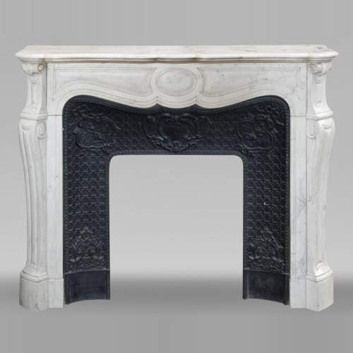  Louis XV style fireplace, Pompadour model, in semi-statuary marble