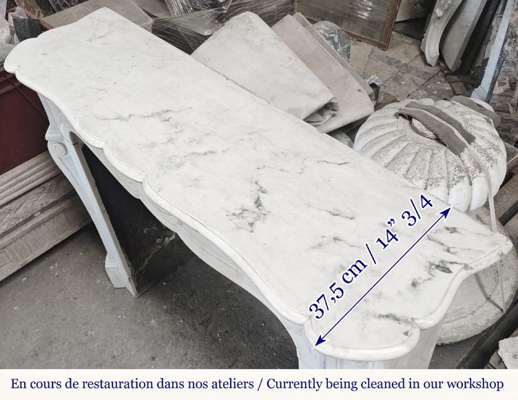  Louis XV style fireplace, Pompadour model, in semi-statuary marble-8