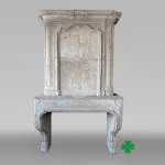 Stone fireplace with overmantel, after Viollet-le-Duc