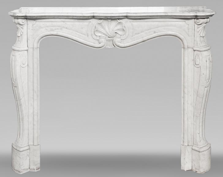 Louis XV style fireplace in Carrara marble, with a spiral shell-0