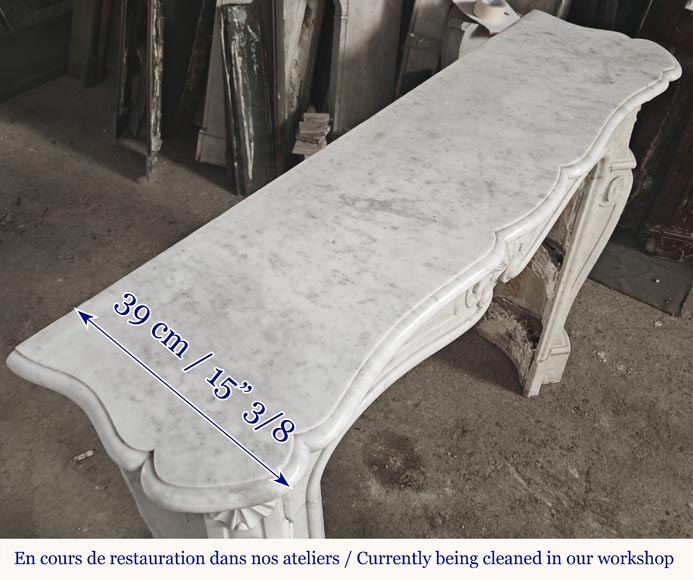 Louis XV style fireplace in Carrara marble, with a spiral shell-9