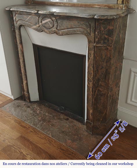  Louis XV style fireplace, Pompadour model, flat in Enjugerais marble-4