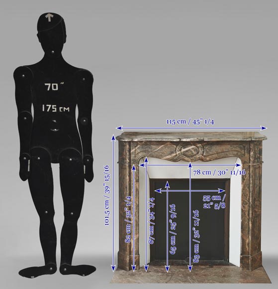  Louis XV style fireplace, Pompadour model, flat in Enjugerais marble-8