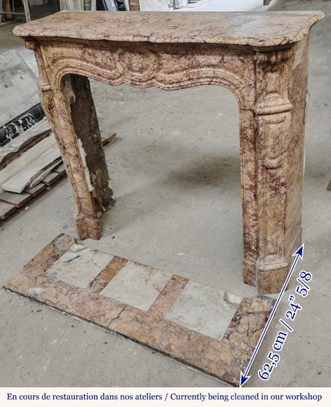 Louis XV style fireplace, Pompadour model, in brocatelle-type marble-5