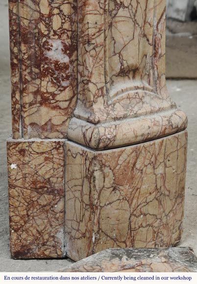 Louis XV style fireplace, Pompadour model, in brocatelle-type marble-7