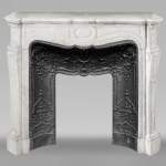 Louis XV style fireplace, Pompadour model, in Carrara marble