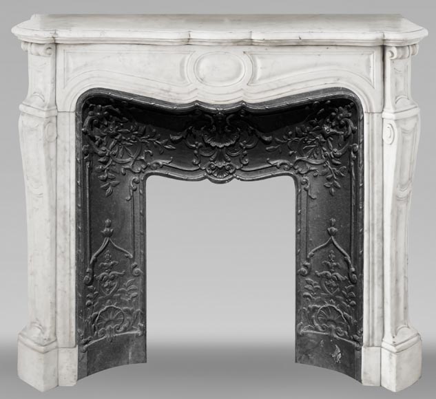 Louis XV style fireplace, Pompadour model, in Carrara marble-0
