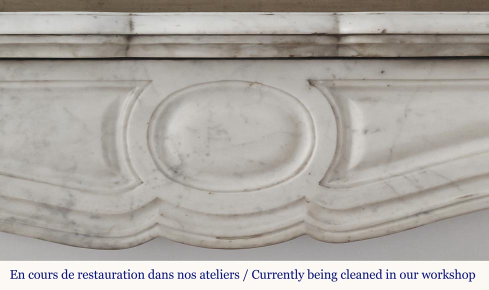 Louis XV style fireplace, Pompadour model, in Carrara marble-1