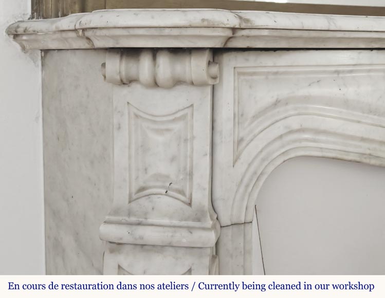 Louis XV style fireplace, Pompadour model, in Carrara marble-3