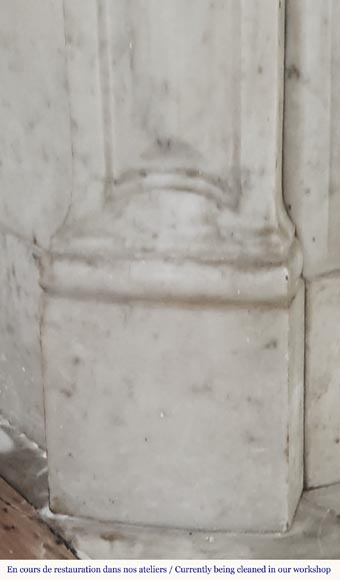 Louis XV style fireplace, Pompadour model, in Carrara marble-4