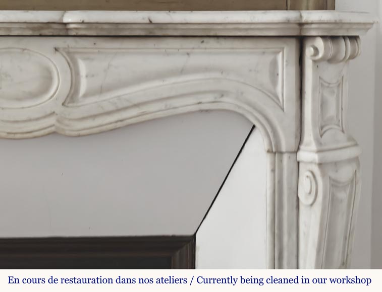Louis XV style fireplace, Pompadour model, in Carrara marble-6