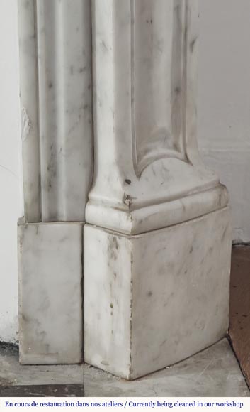 Louis XV style fireplace, Pompadour model, in Carrara marble-7