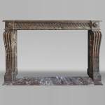 Louis XVI period fireplace, curved red, decorated with a Greek frieze