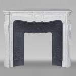  Louis XV style fireplace, Pompadour model, in Carrara marble