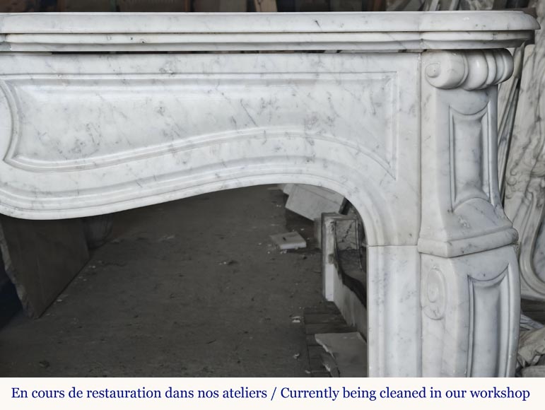  Louis XV style fireplace, Pompadour model, in Carrara marble-6