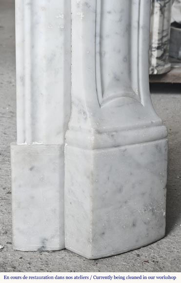  Louis XV style fireplace, Pompadour model, in Carrara marble-7