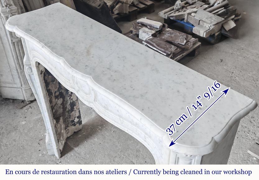  Louis XV style fireplace, Pompadour model, in Carrara marble-8