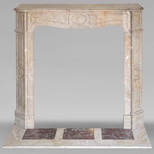  Louis XV style fireplace, Pompadour model, flat, in veined yellow