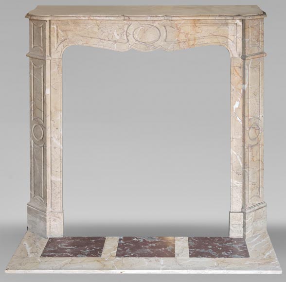  Louis XV style fireplace, Pompadour model, flat, in veined yellow-0