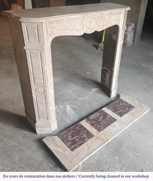  Louis XV style fireplace, Pompadour model, flat, in veined yellow-2
