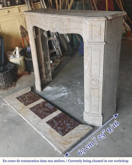  Louis XV style fireplace, Pompadour model, flat, in veined yellow-5