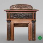 Oak Fireplace with Plaster Bas-Reliefs in Faux Bronze, dated 1896 