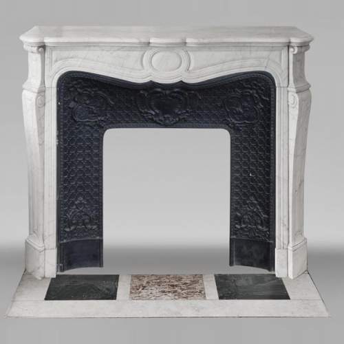  Louis XV style fireplace, Pompadour model, in Carrara marble