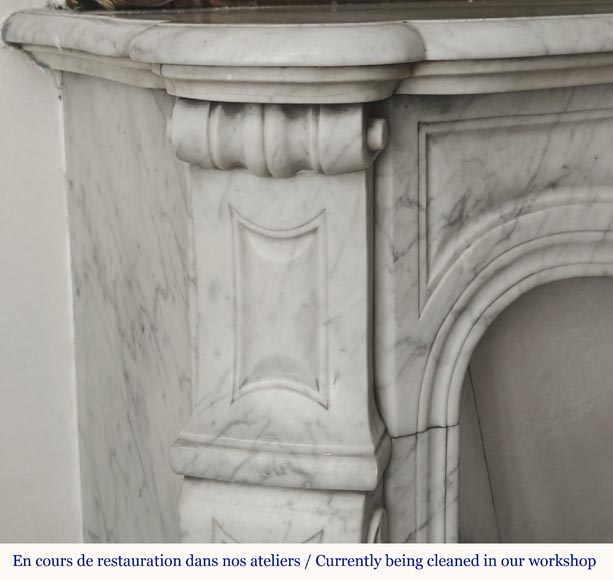 Louis XV style fireplace, Pompadour model, in Carrara marble-3