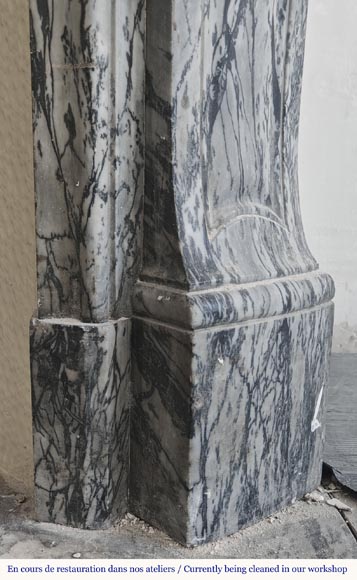 Louis XV style fireplace, curved Pompadour model, in floral blue-7