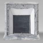  Louis XV style fireplace, Pompadour model, in blue floral marble