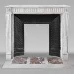 Louis XVI style fluted fireplace, in Carrara marble