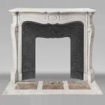 Louis XV style fireplace, Pompadour model, in Carrara marble