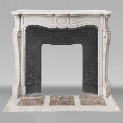 Louis XV style fireplace, Pompadour model, in Carrara marble