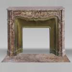  Louis XV style fireplace, Pompadour model, in Spanish Brocatelle marble