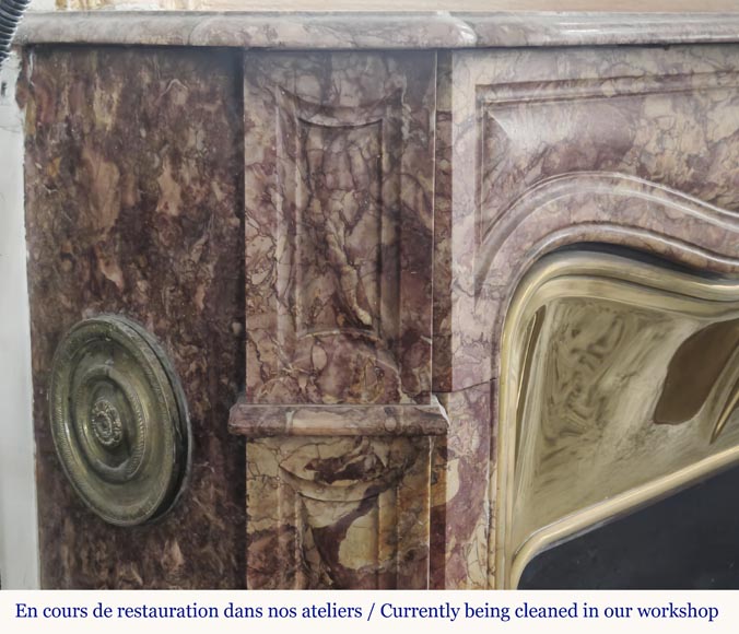  Louis XV style fireplace, Pompadour model, in Spanish Brocatelle marble-3
