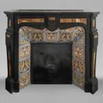 Napoleon III style fireplace in fine black marble and onyx