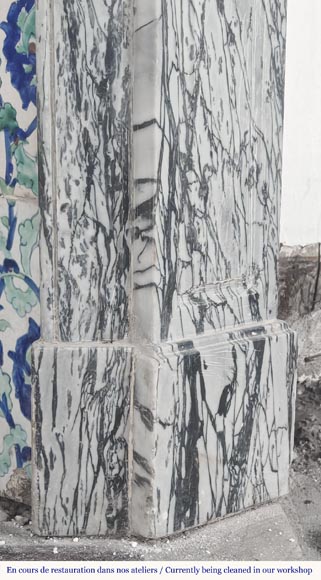 Louis XV style fireplace, Pompadour model, in Bleu Fleuri marble-6