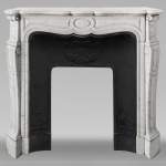 Louis XV style fireplace, Pompadour model, in Carrara marble