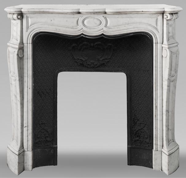 Louis XV style fireplace, Pompadour model, in Carrara marble-0