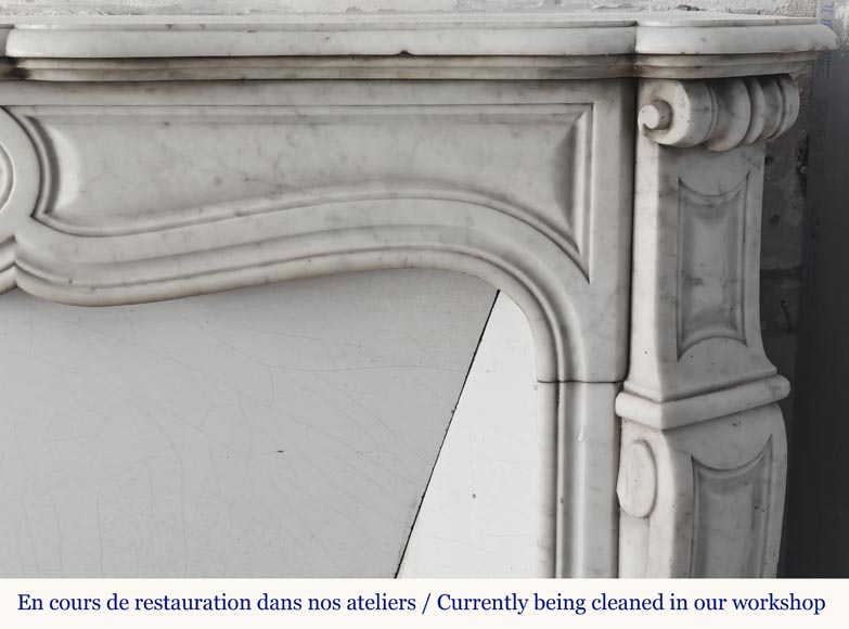 Louis XV style fireplace, Pompadour model, in Carrara marble-5