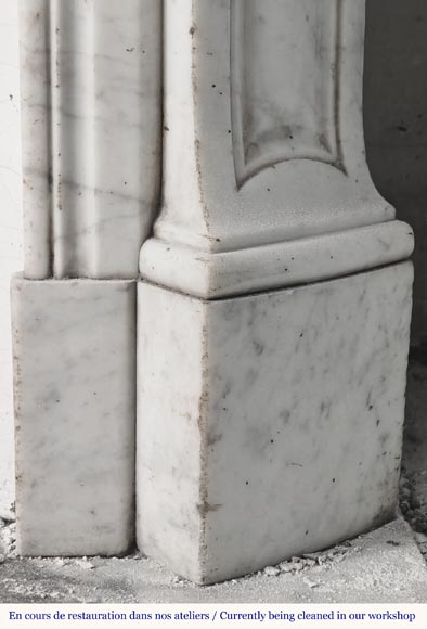 Louis XV style fireplace, Pompadour model, in Carrara marble-6