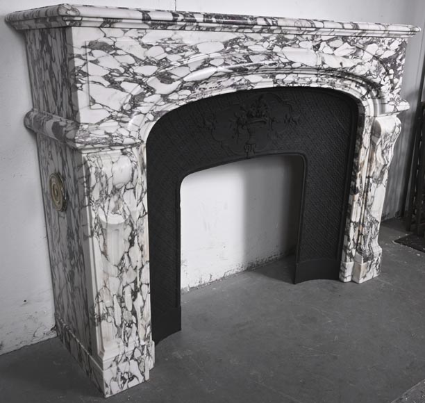 Regency style fireplace in purple breccia marble Regency style fireplace in purple breccia marble-2