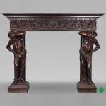 Monumental Italian carved walnut fireplace, Neo-Renaissance style, circa 1880