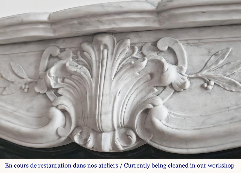 Louis XV style fireplace in Carrara marble decorated with a palmette-2