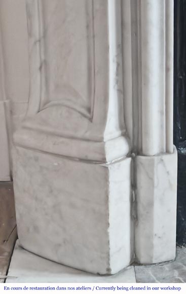 Louis XV style fireplace in Carrara marble decorated with a palmette-6